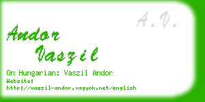 andor vaszil business card